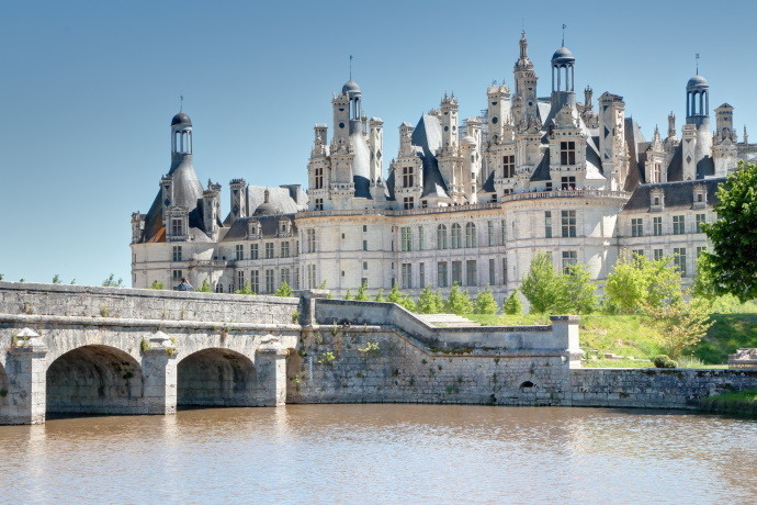 People visiting Château de Chambord in France