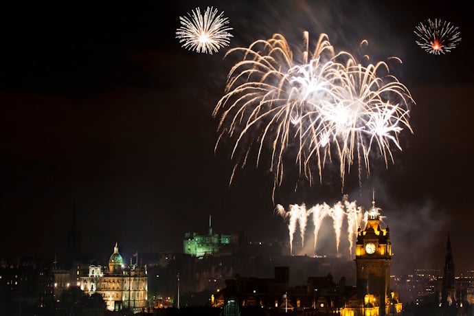 Fireworks at New Year's Eve in Edinburgh
