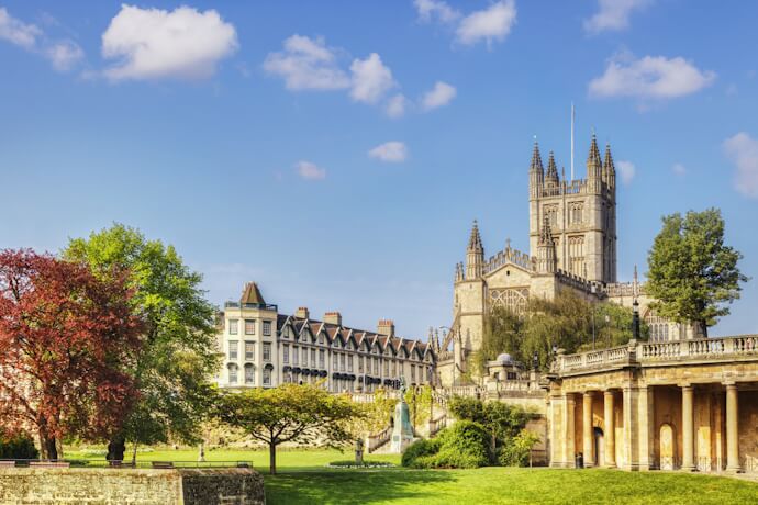 Bath Abbey, rising above the city’s Georgian architecture and Roman heritage.