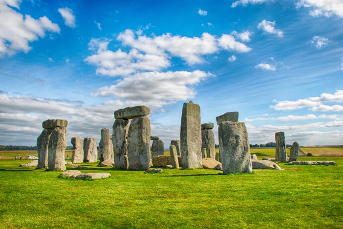Stonehenge, an ancient circle of stones.