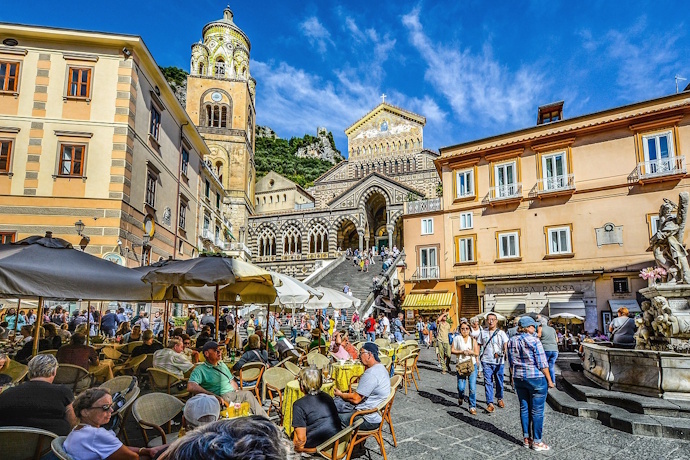 Amalfi town in a beautiful summer day