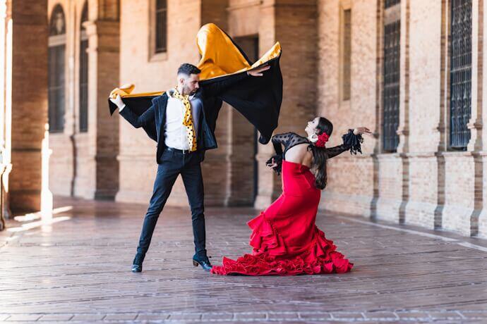Flamenco dancers in the streets of Spain.