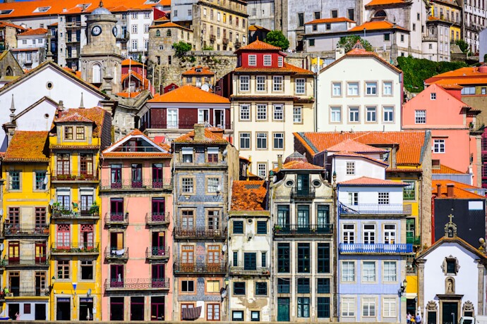 Colorful Ribeira houses along the Douro riverfront
