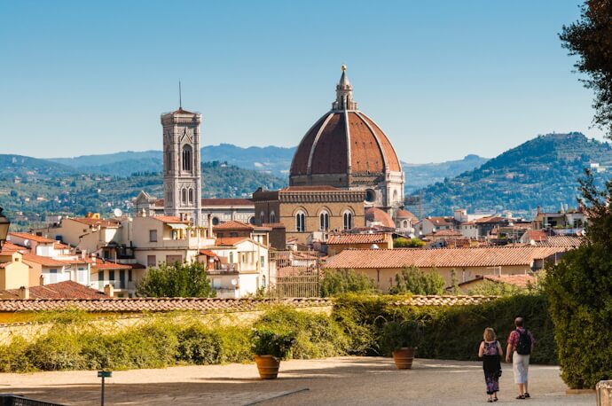 Florence skyline with Duomo and cathedral dome, in Italy