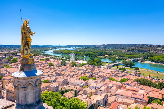 Panoramic view over Avignon and the Rhône River