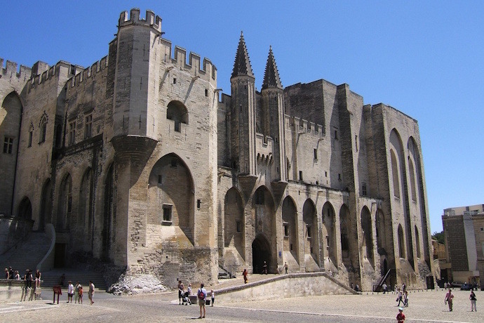 The majestic Palais des Papes in Avignon, France
