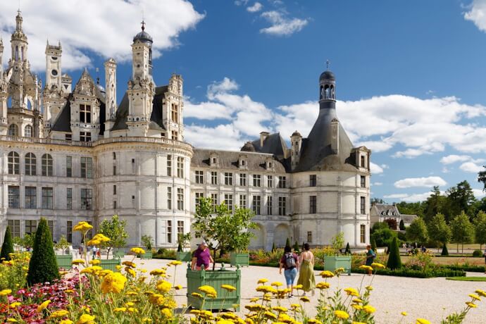 People visiting Château de Chambord in France