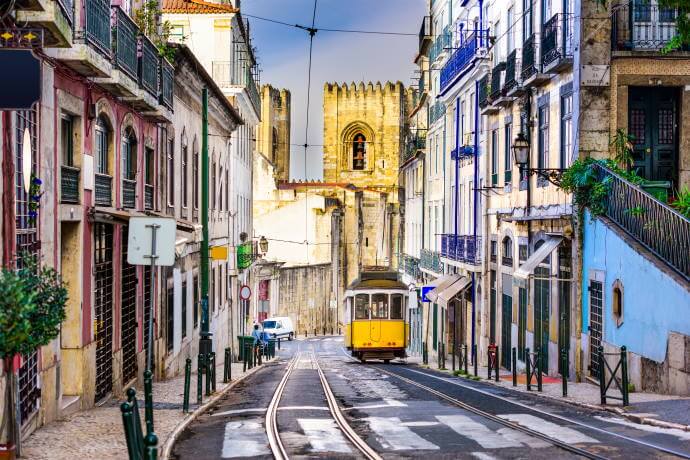 Typical street in the center of Lisbon