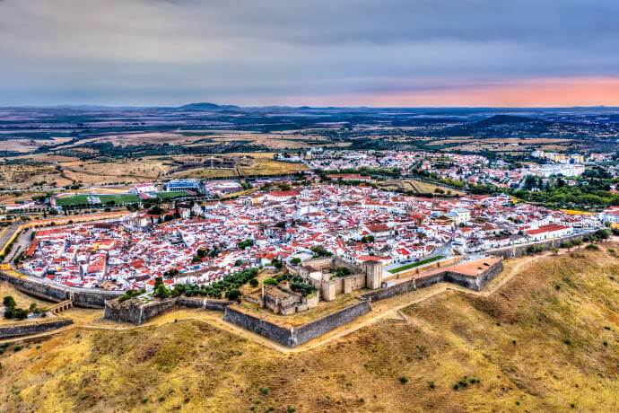 Aerial view of the city of Elvas