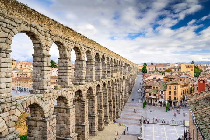 The ancient Roman aqueduct of Segovia