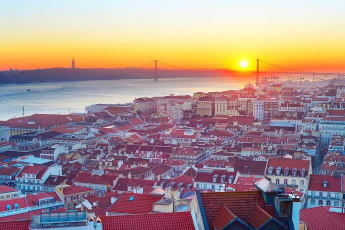 Lisbon cityscape at sunset