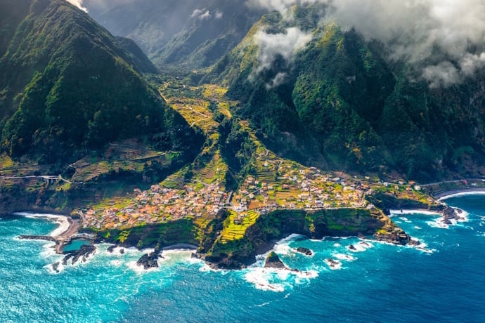 Admiring Madeira's dramatic mountains from the sea.