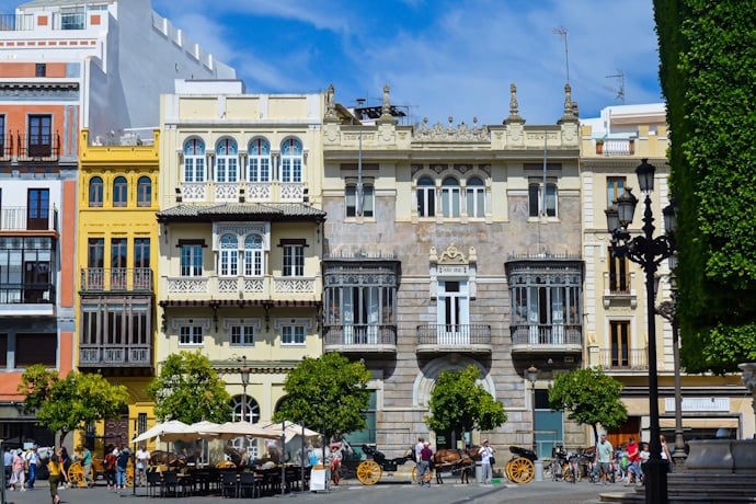 A picturesque street of Seville, in Andalucia, Spain
