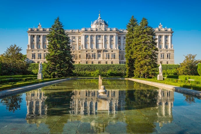 The majestic Royal Palace in Madrid, Spain