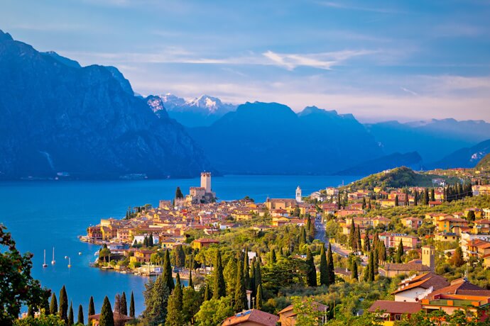 Lago di Garda lakeside town and mountains - a Northern Italy panorama