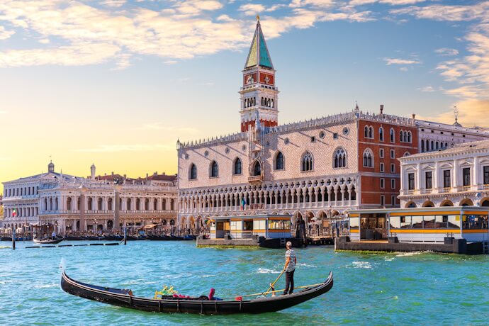 Gondola on Grand Canal near St Mark’s Basin, Venice