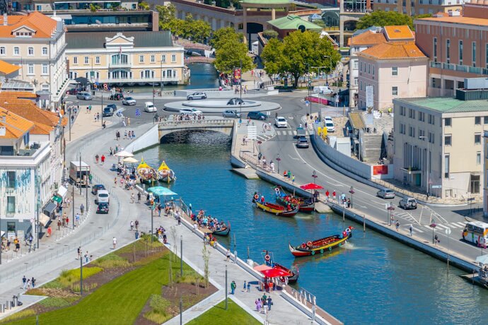 Aerial view of the beautiful city of Aveiro in central Portugal