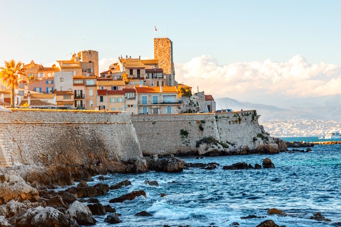 Landscape view of the old coastal village in the French Riviera