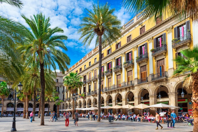 People enjoying the lively atmosphere in Barcelona, Spain