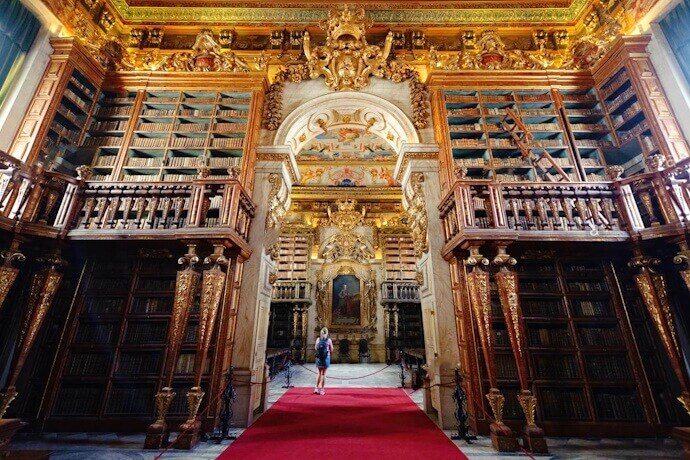 Joanina library in the University of Coimbra, one of the most stunning Baroque libraries in the world.