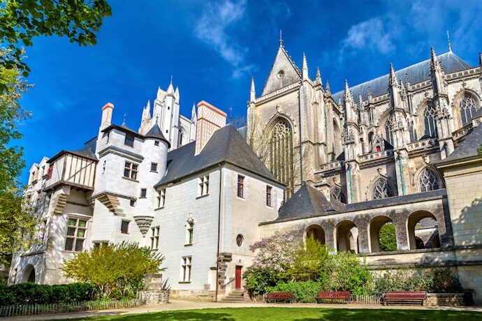 Château des Ducs de Bretagne and Nantes Cathedral in Nantes, a historic city along the Loire River in western France