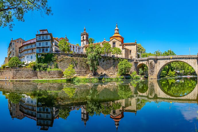 Dreamy cityscape of the town of Amarante in Portugal