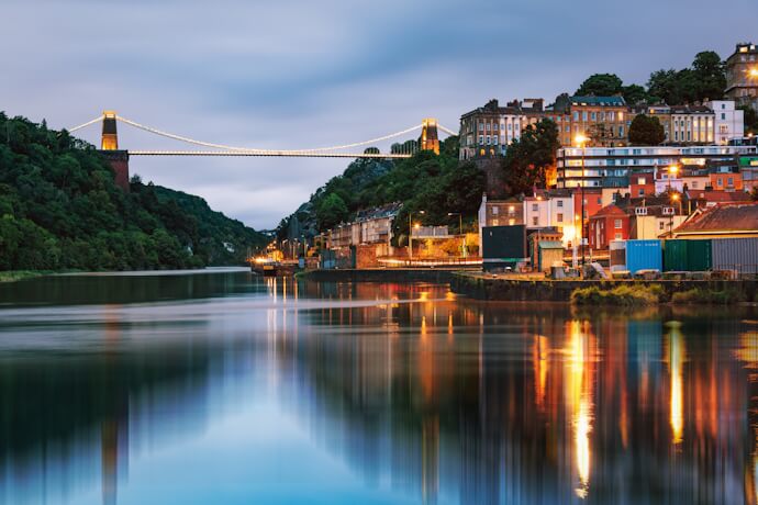 Clifton Suspension Bridge spanning the Avon Gorge in Bristol.