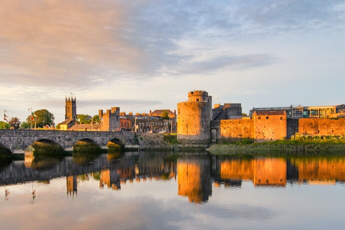King John’s Castle, in Limerick, is a well-preserved 13th-century fortress on the River Shannon.