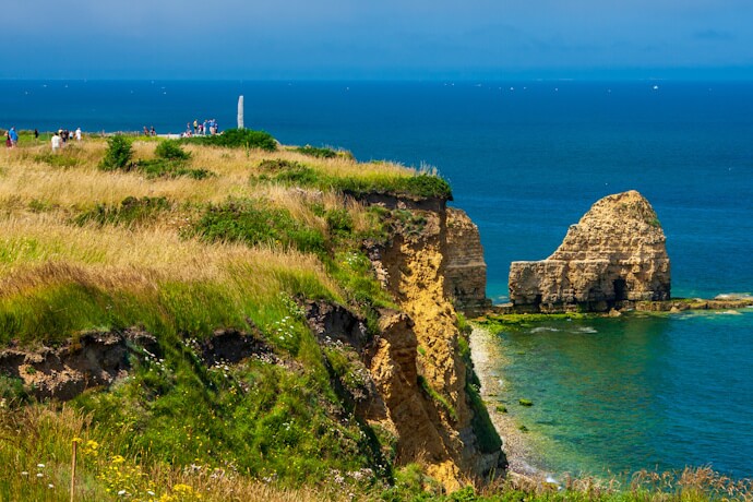 View of Pointe du Hoc in Normandy, France - a world war site