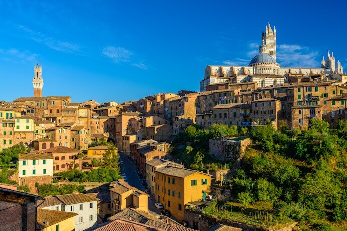 Panoramic view of Siena and its grand cathedral