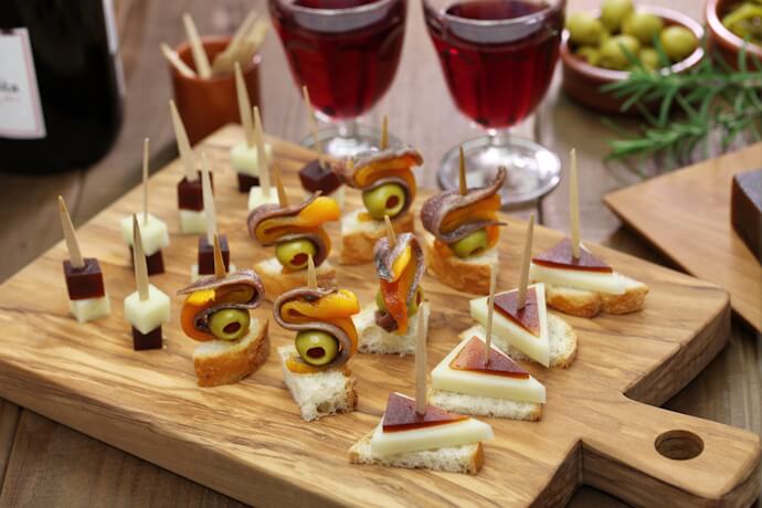 Tapas, a traditional type of finger food served in Spain