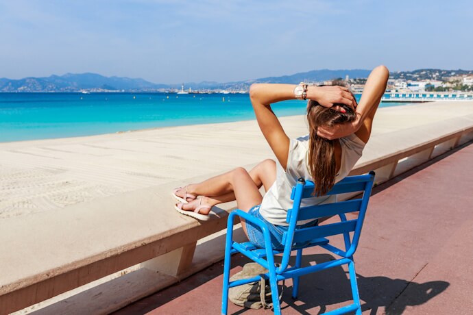 Promenade des Anglais and Mediterranean beach in Nice, France