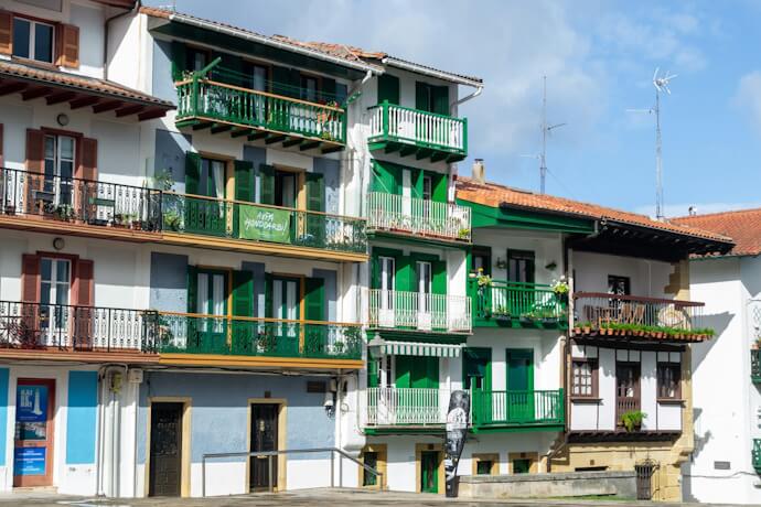 Colourful traditional Basque houses in Hondarribia, Basque Country