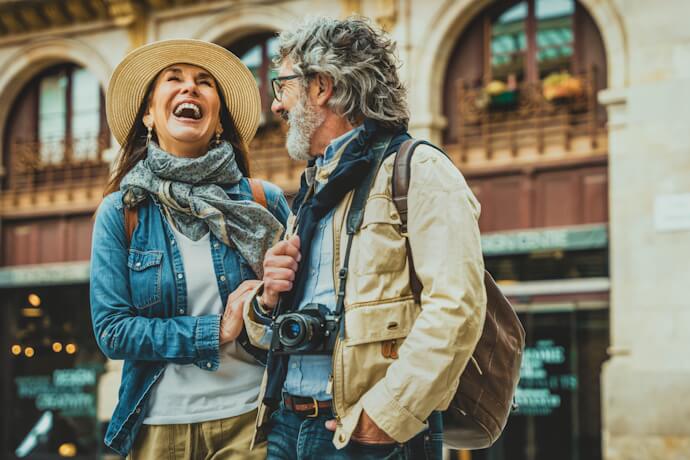 Couple enjoying independent sightseeing in a European city