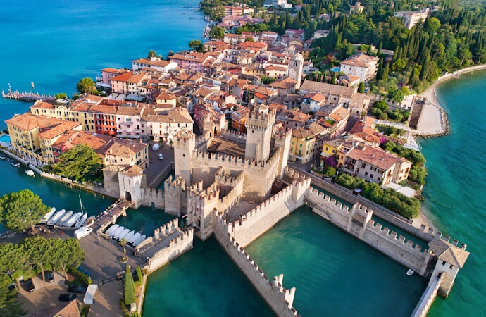 Aerial view of Sirmione on Lake Garda