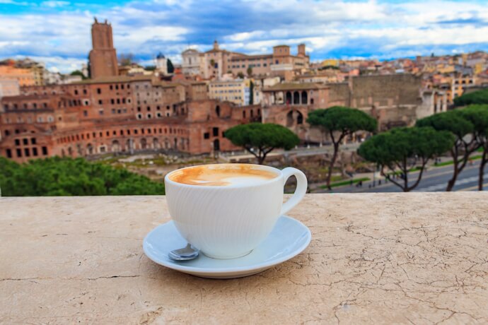 Espresso overlooking Rome