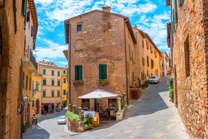 Traditional street in a Tuscan hill town