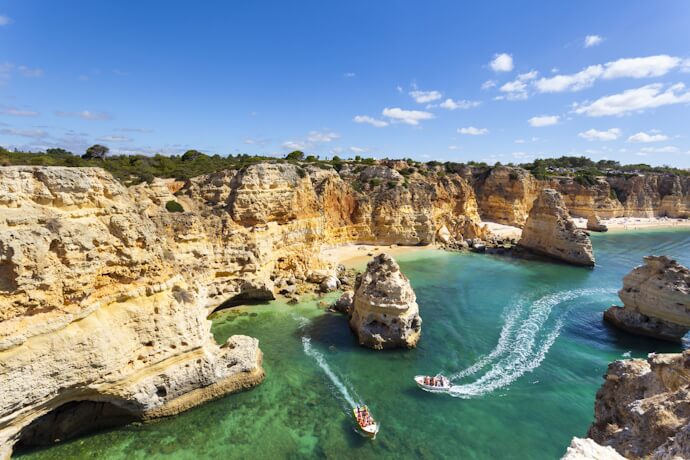 Groups enjoying a boat trip to Benagil in Lagos, Algarve