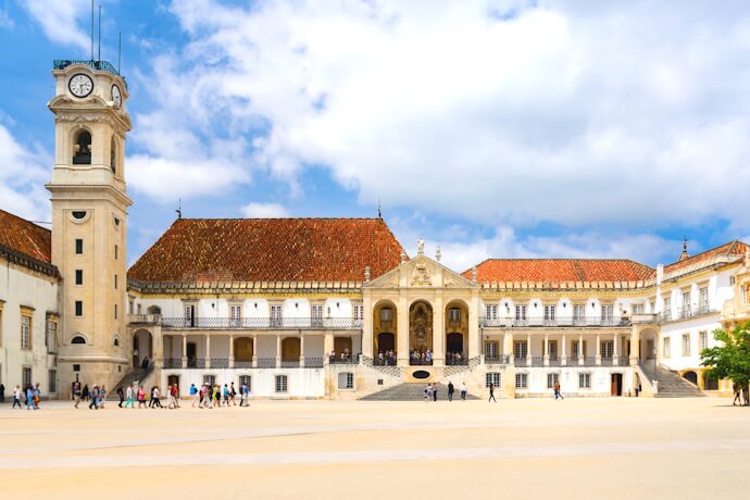 People visiting the University of Coimbra in Coimbra, Portugal