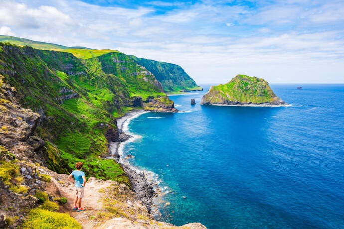 Coastal landscape in S. Miguel Island, Azores.