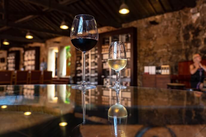 Port wine tasting in a traditional cellar in Porto.