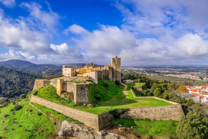 Palmela Castle, one of Portugal’s best scenic landmarks near Lisbon, overlooking the Serra da Arrábida Natural Park