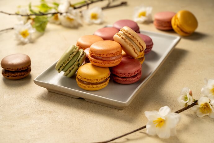 Plate of Colorful Macarons