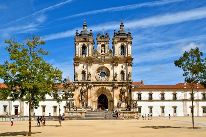 Alcobaça Monastery, a known Cistercian abbey on a sunny day in Portugal