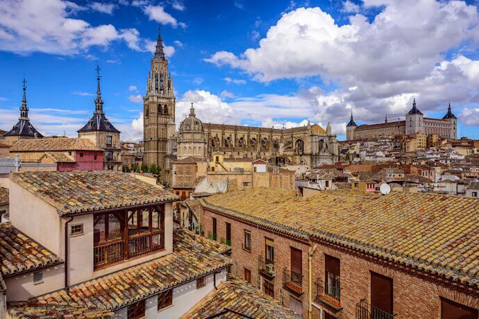Toledo town skyline with the Cathedral and Alcazar