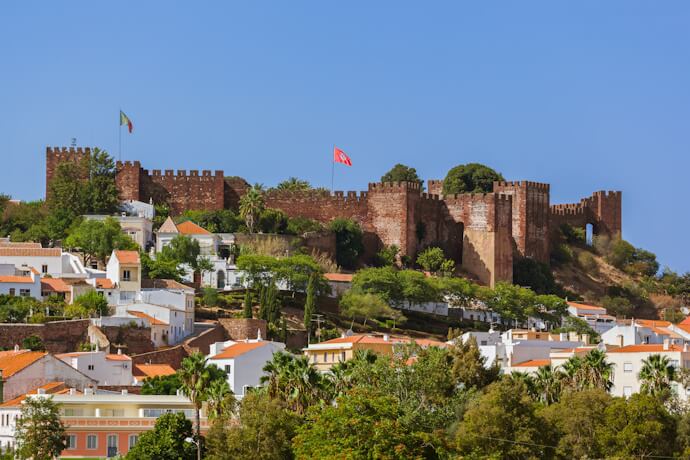 The red Silves Castle walls, dating from the 11th century 
