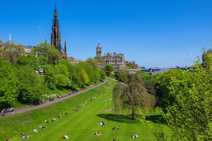 Princes Street Gardens on a sunny day