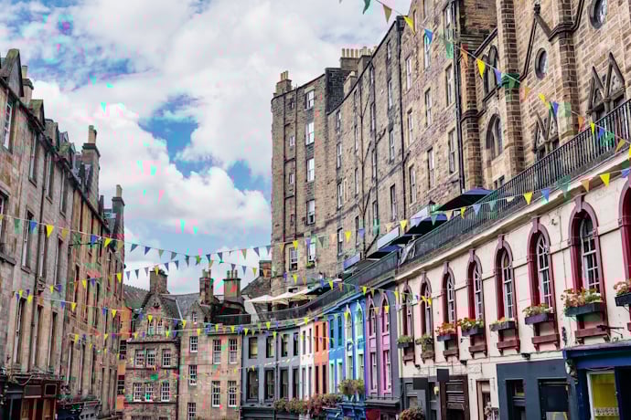 Victoria Street with colorful shopfronts