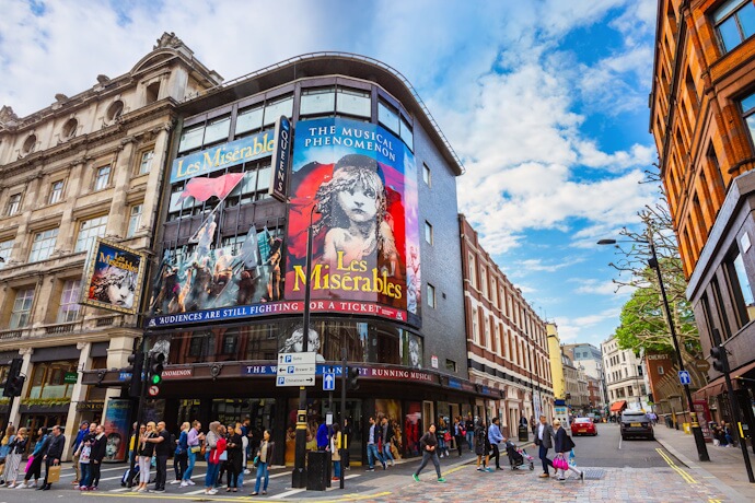 The façade of the Queen's Theatre in London