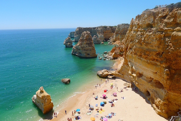 The awarded Marinha beach, Algarve, Portugal